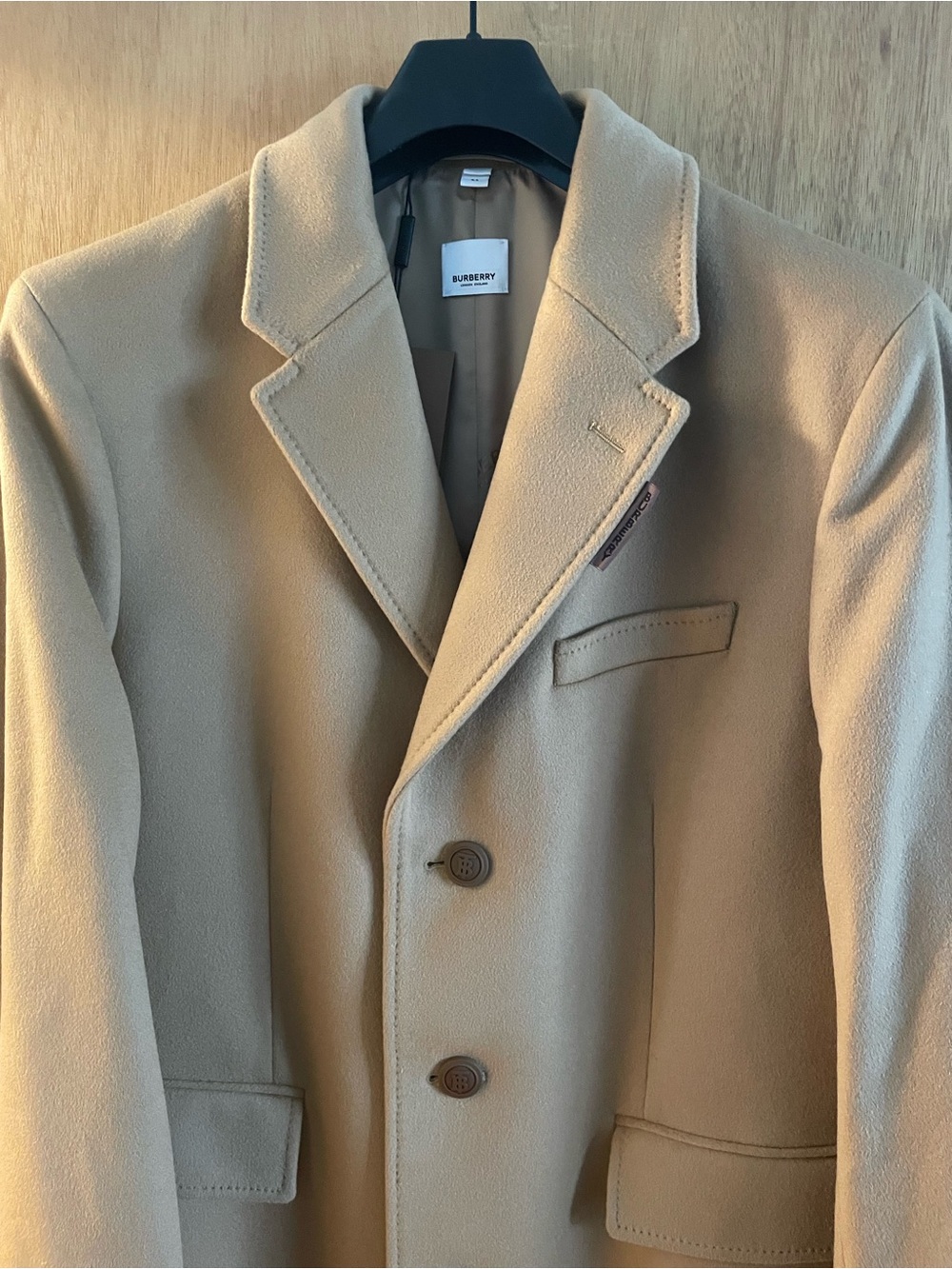 Burberry Men's Camel Single-Breasted Wool Overcoat - Picture 2 of 7